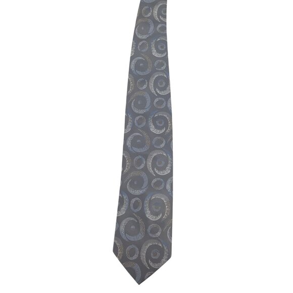 Ateseta Other - Ateseta Mens Blue & Silver Spiral Pattern Silk Tie